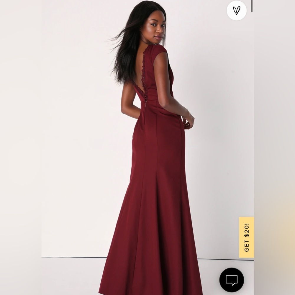 Lulus Love Will Follow Burgundy Cap Sleeve Mermaid Maxi Dress Size XL NWT